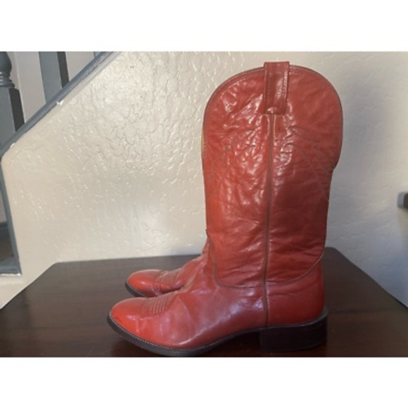 Nocona Boots Mens Cowboy Western Orange Pull On Pointed Toe 10 D - Picture 1 of 7